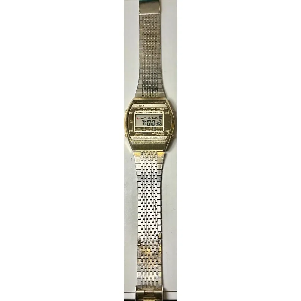 Vintage 1980 Timex GMT World Time Digital Watch